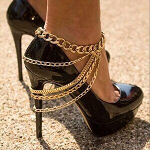 Anklets Gold Tassel Ankle Heel Chains